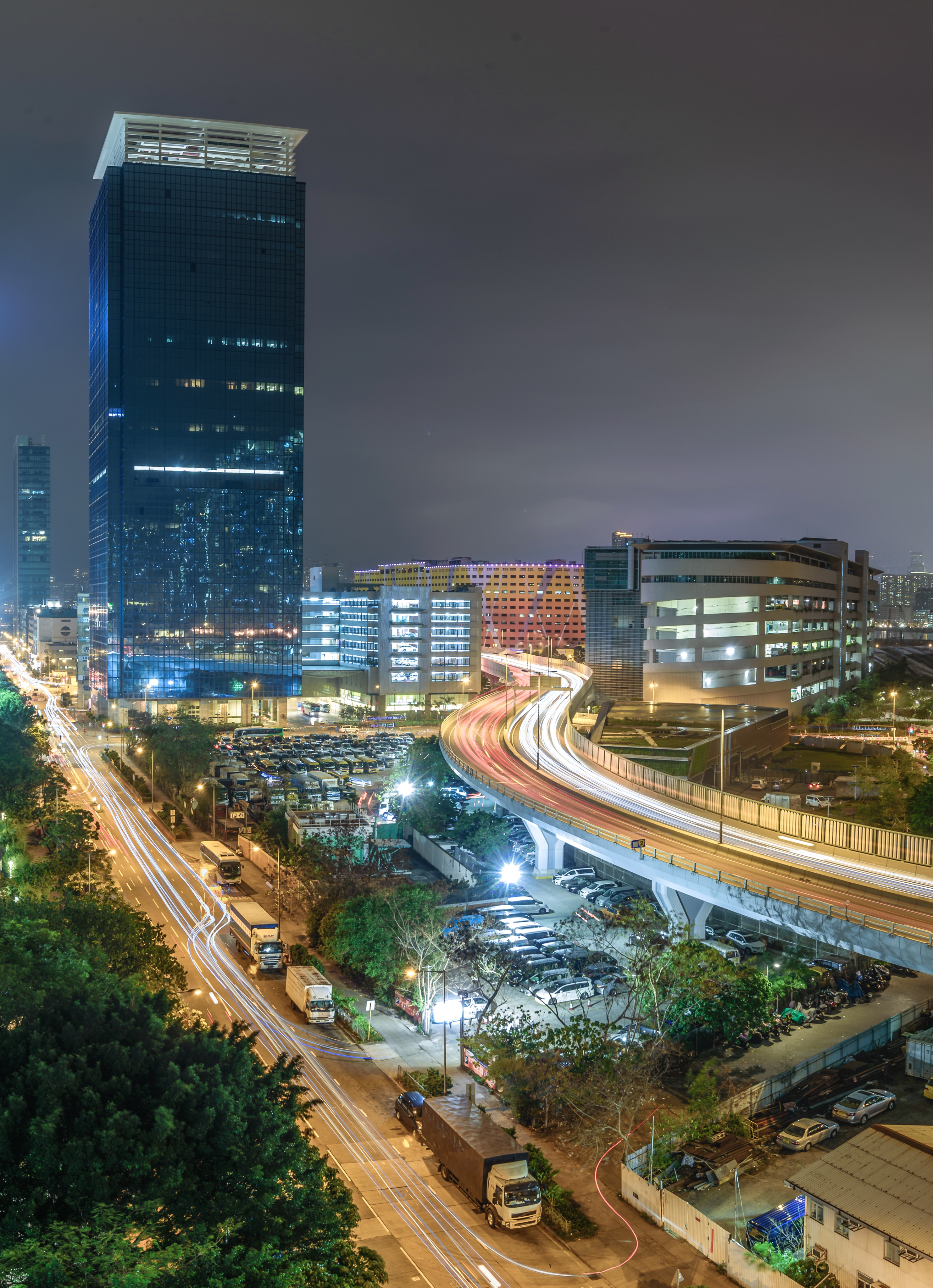 City skyline at night